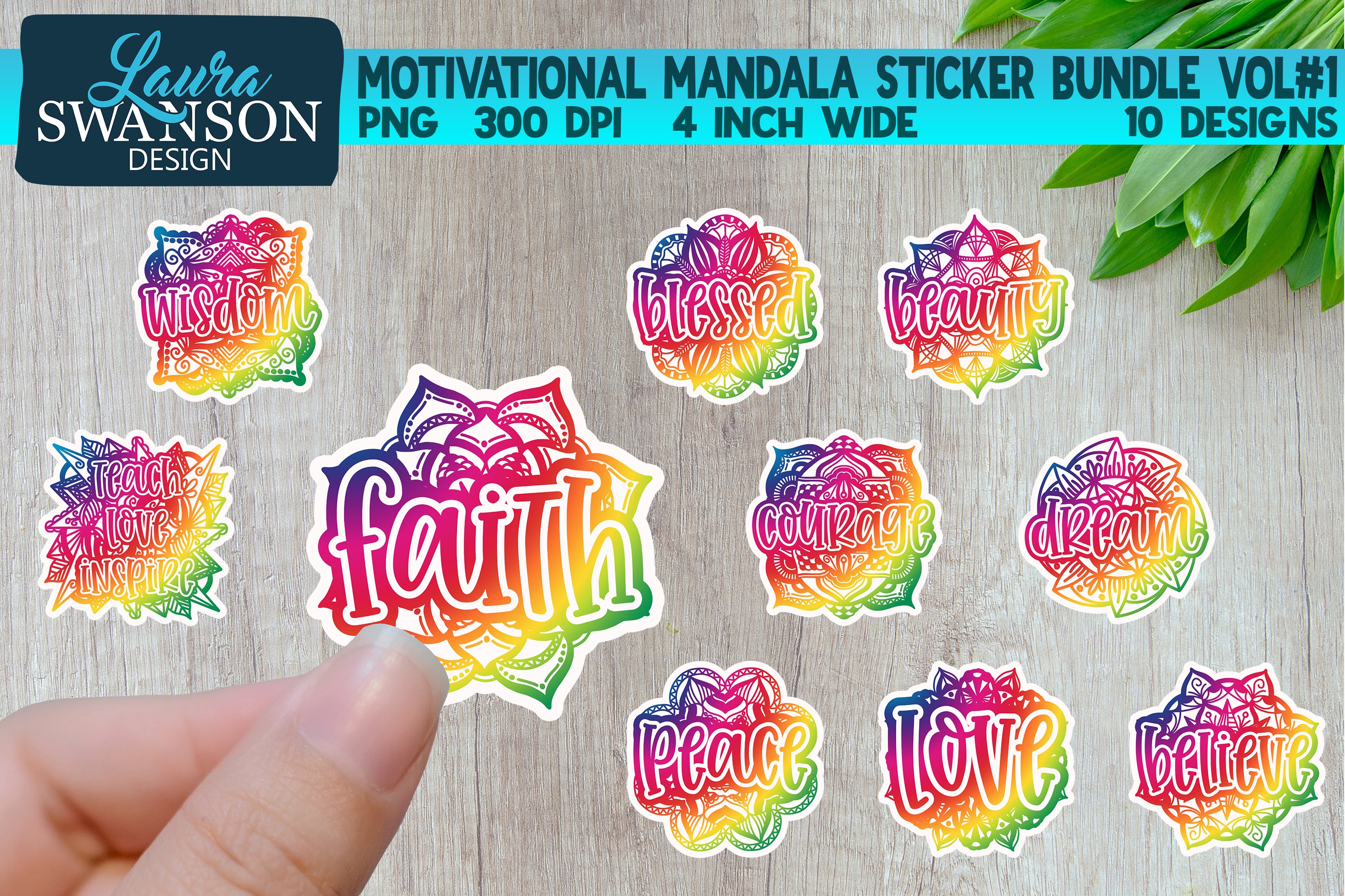 Motivational Mandala Sticker Bundle Vol#1 | Sticker Set