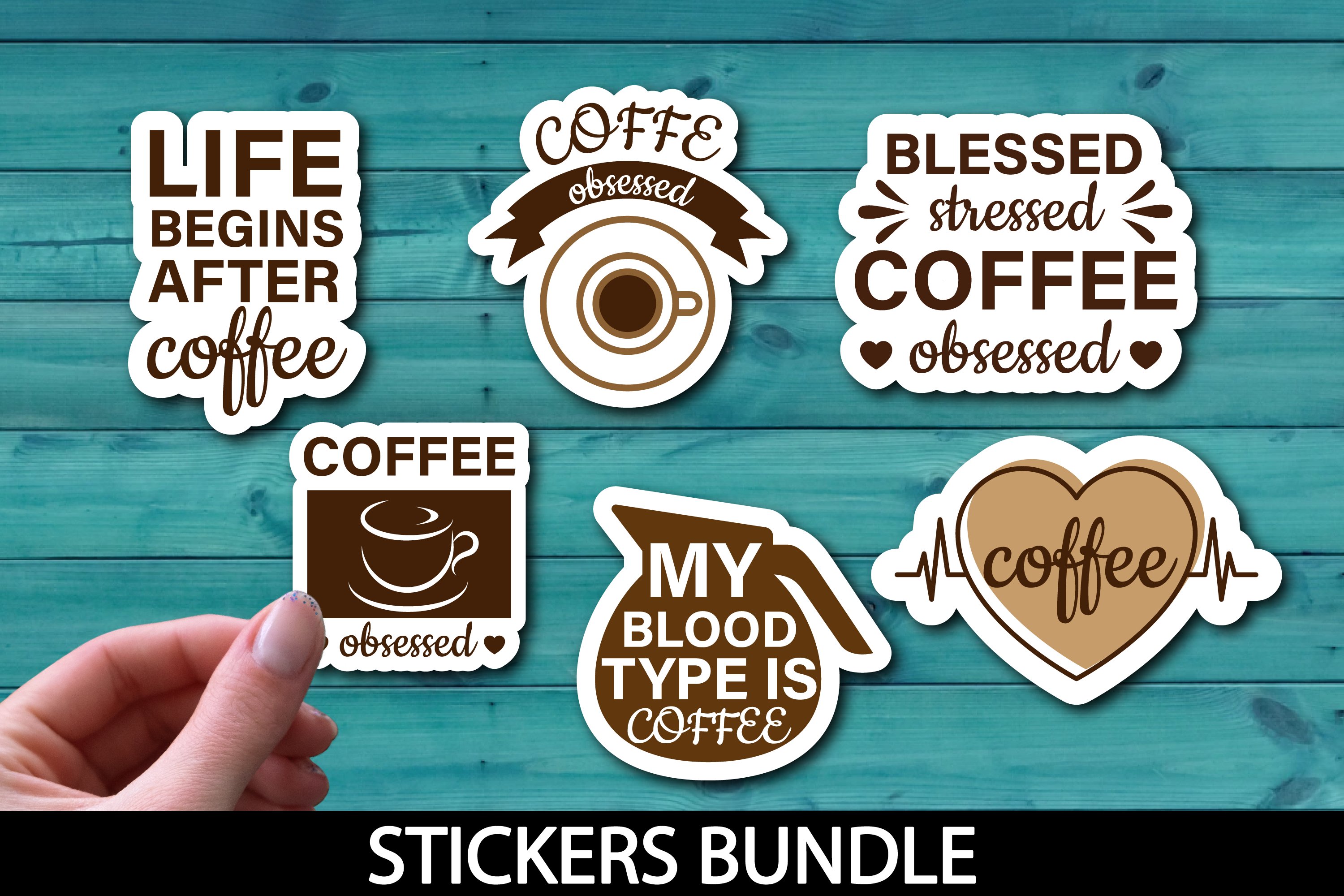 Coffee stickers quotes PNGs 300 dpi