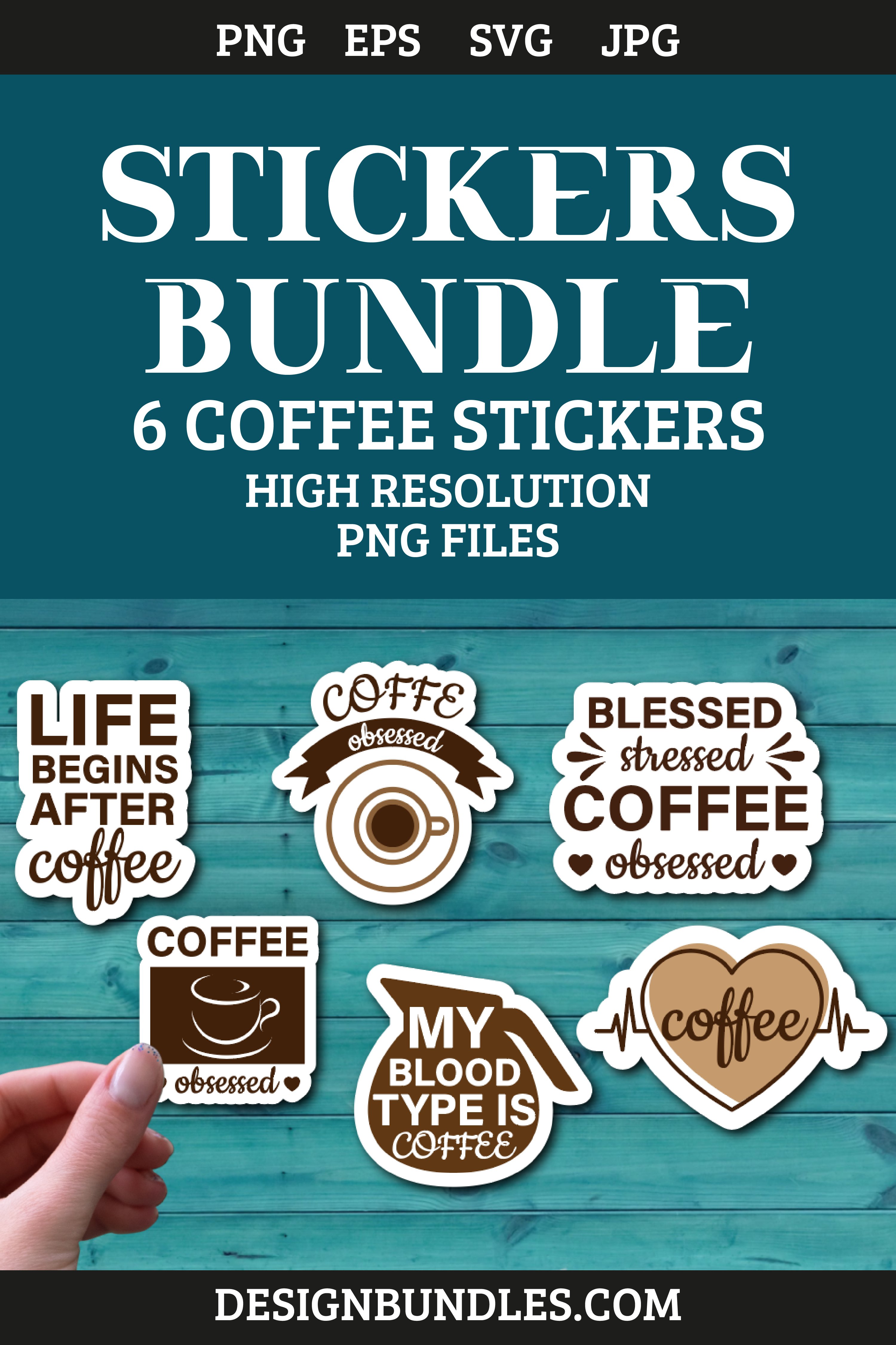 Coffee stickers quotes PNGs 300 dpi 2