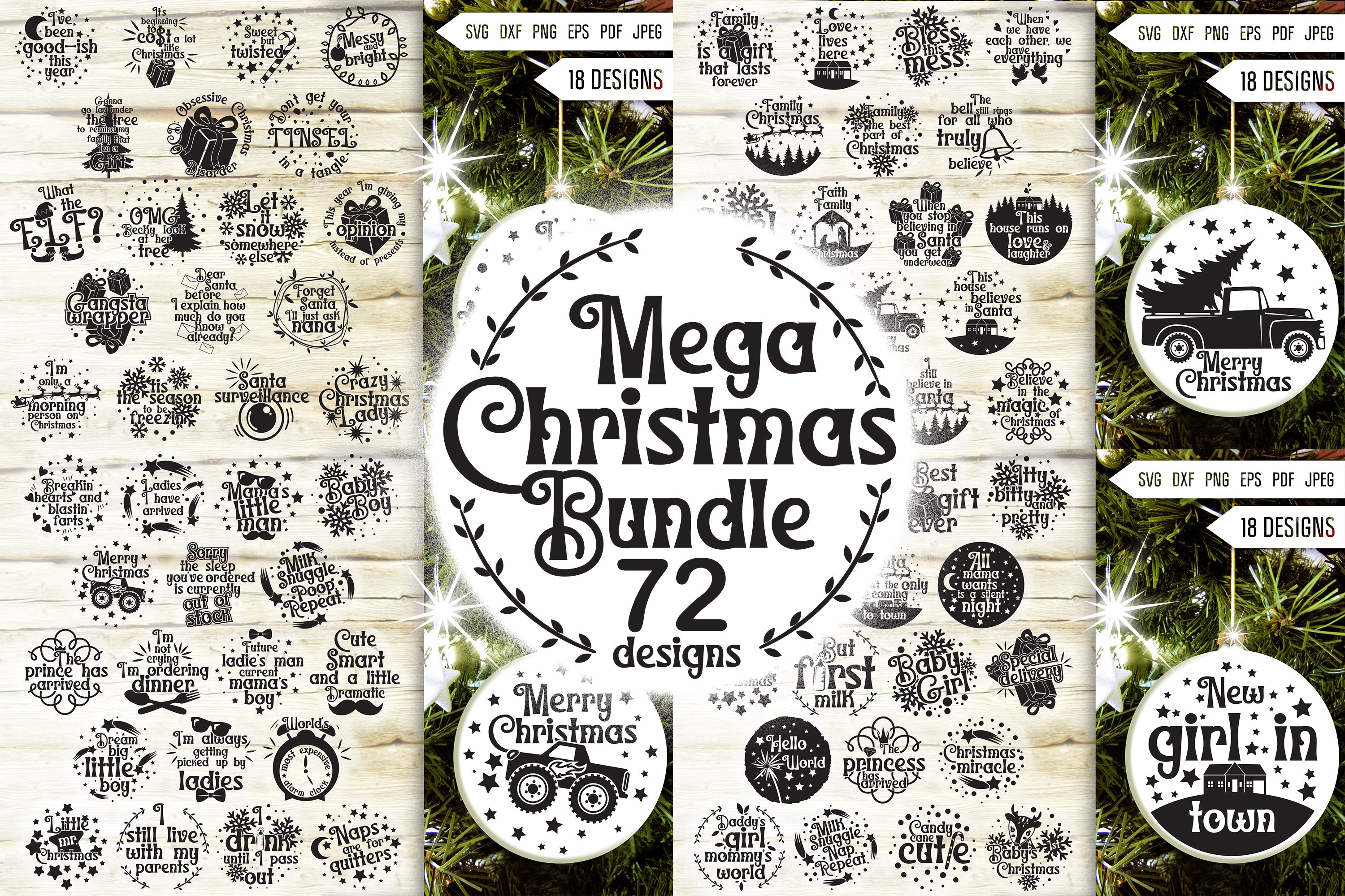 Christmas Svg Round Ornament Mega Bundle. Funny Family Quote