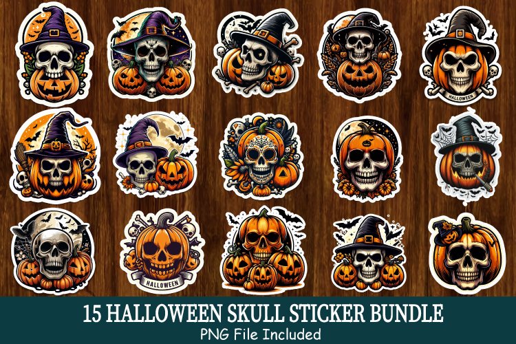 Halloween Skull Sticker Bundle