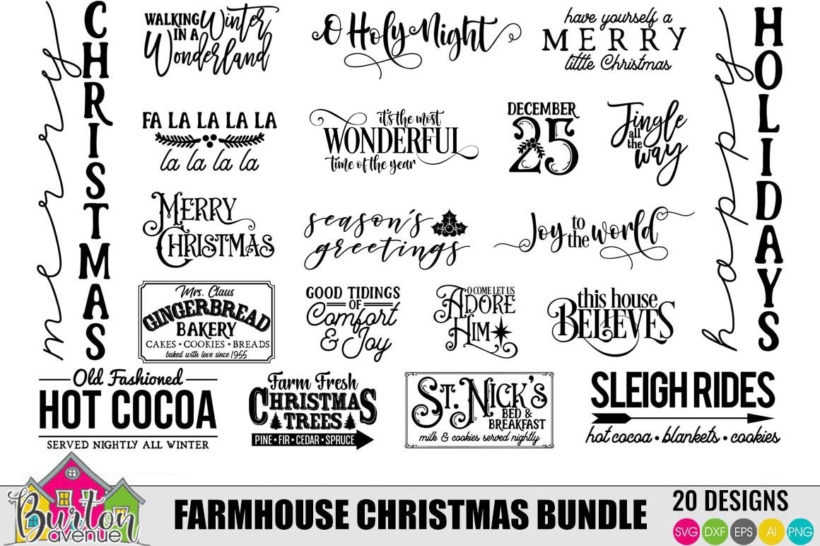 Farmhouse Christmas Bundle |SVG Files for Silhouette/Cricut
