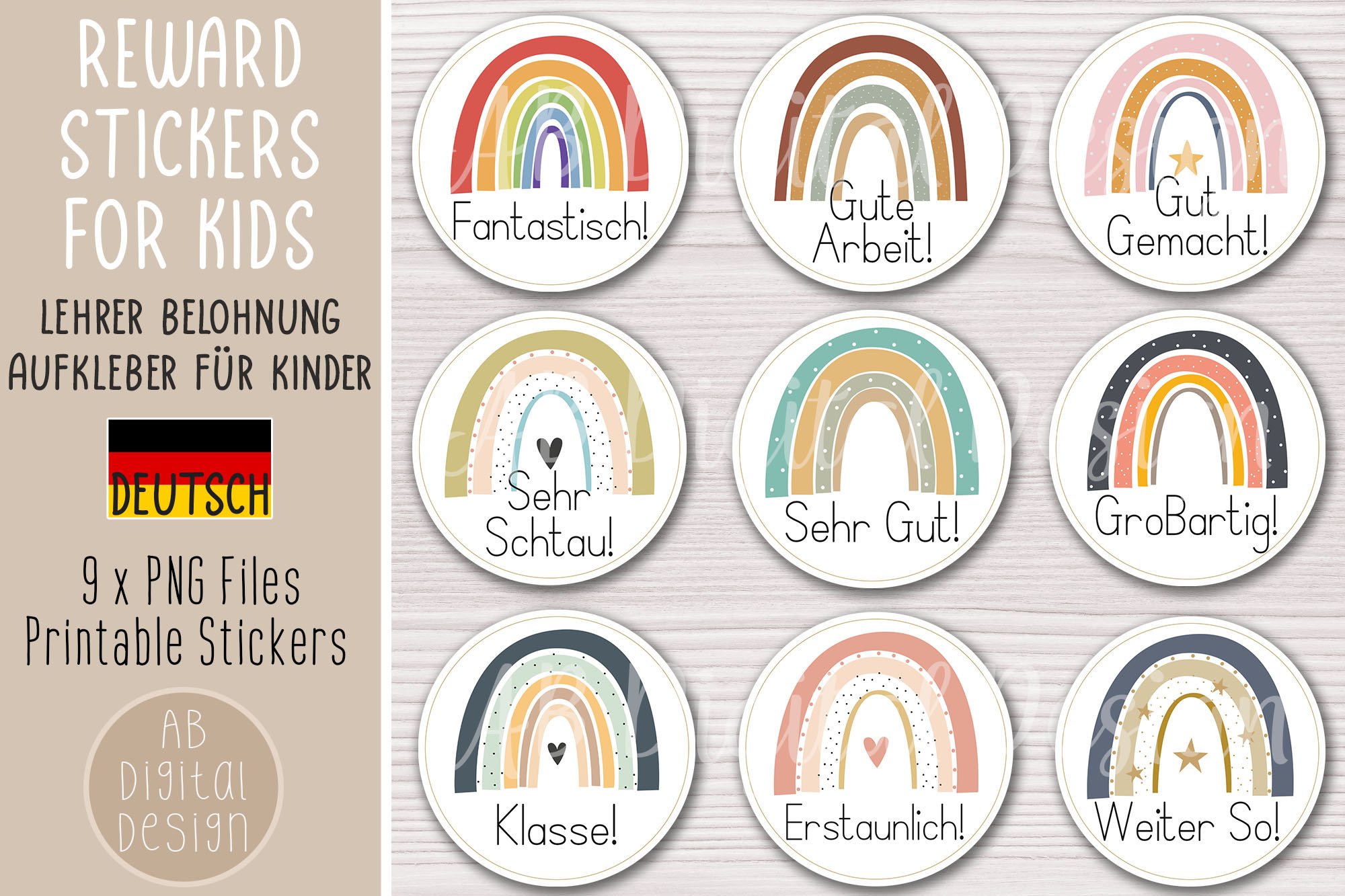 Lehrer Aufkleber für Kinder | German Kids Reward Stickers