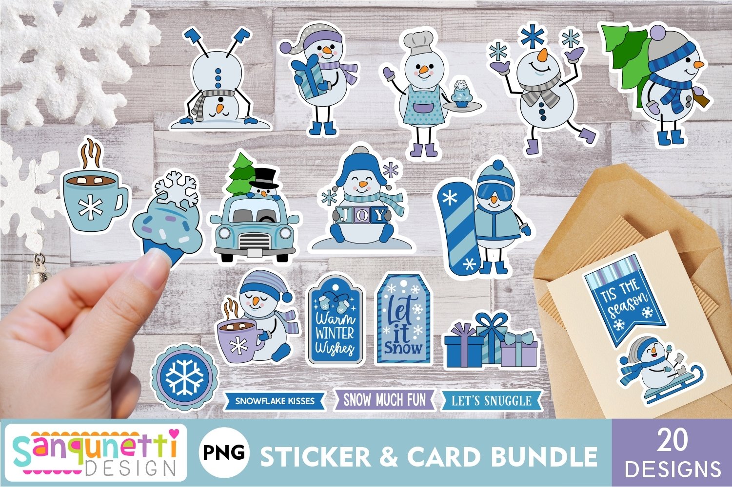 Snowman sticker and die cut bundle - 20 Designs