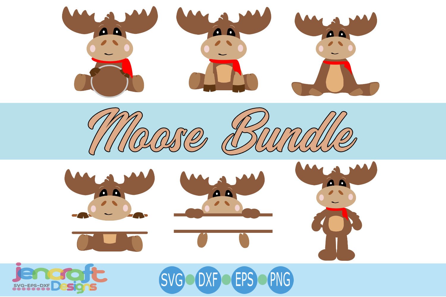 Christmas Moose SVG Bundle Monogram Frame svg files