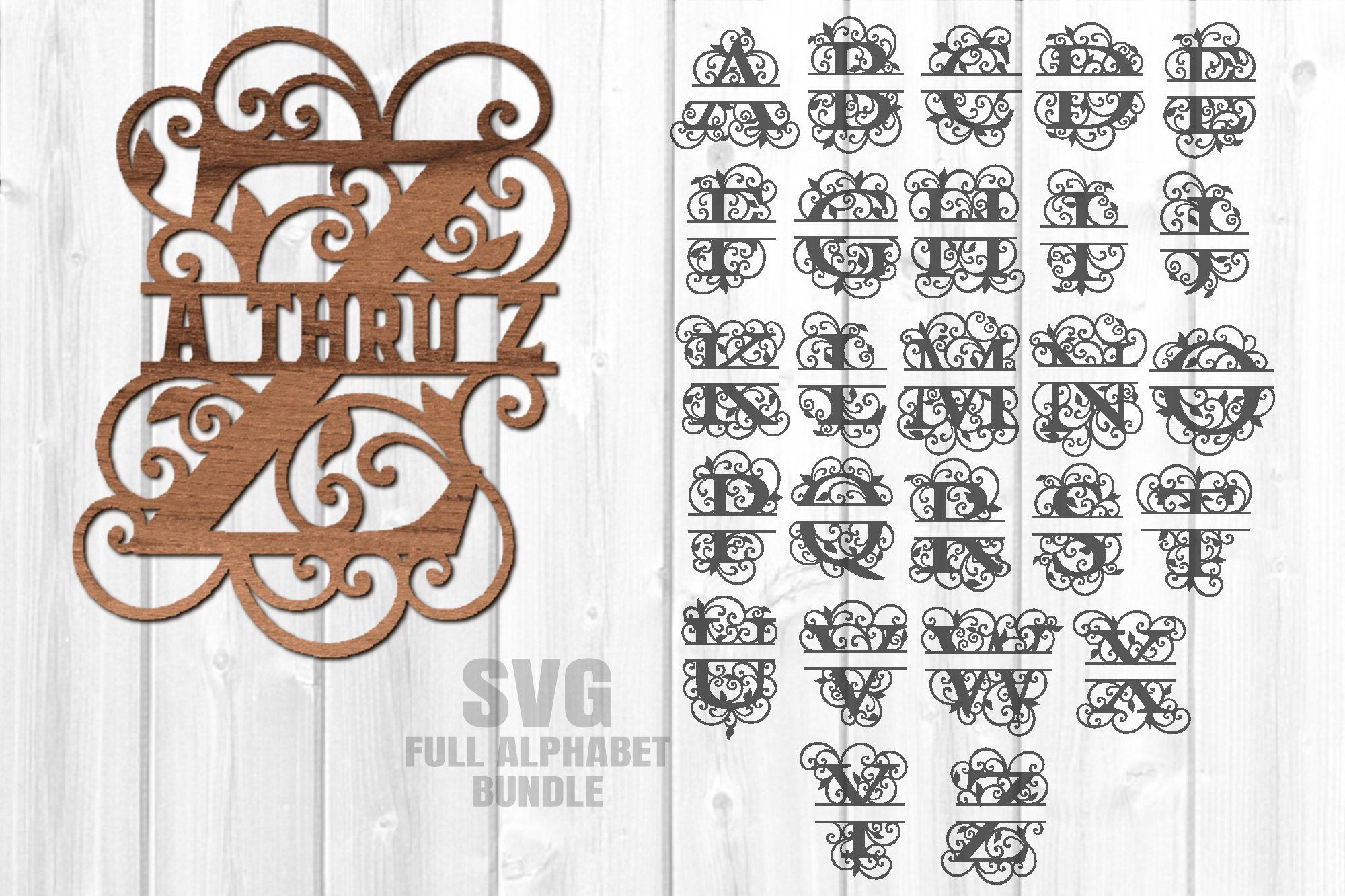 Split Letter Monograms SVG Glowforge Laser Cut Files Bundle 2