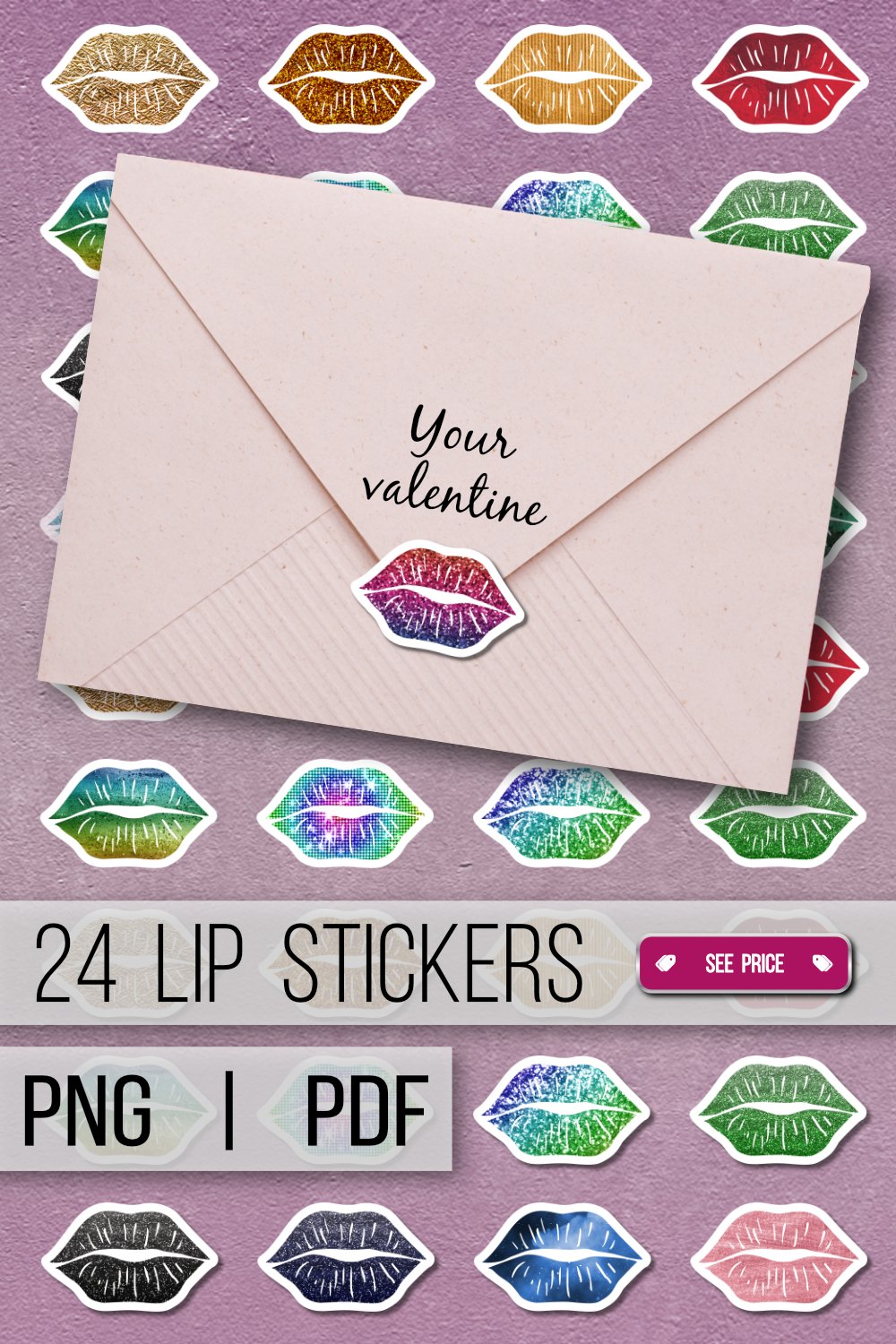Lip stickers clipart PNG 2