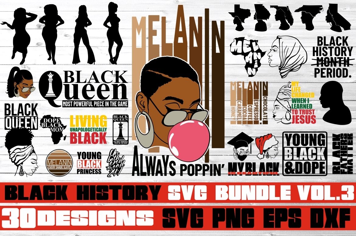 30x Black History Month Svg Bundle, Melanin svg, Black Queen