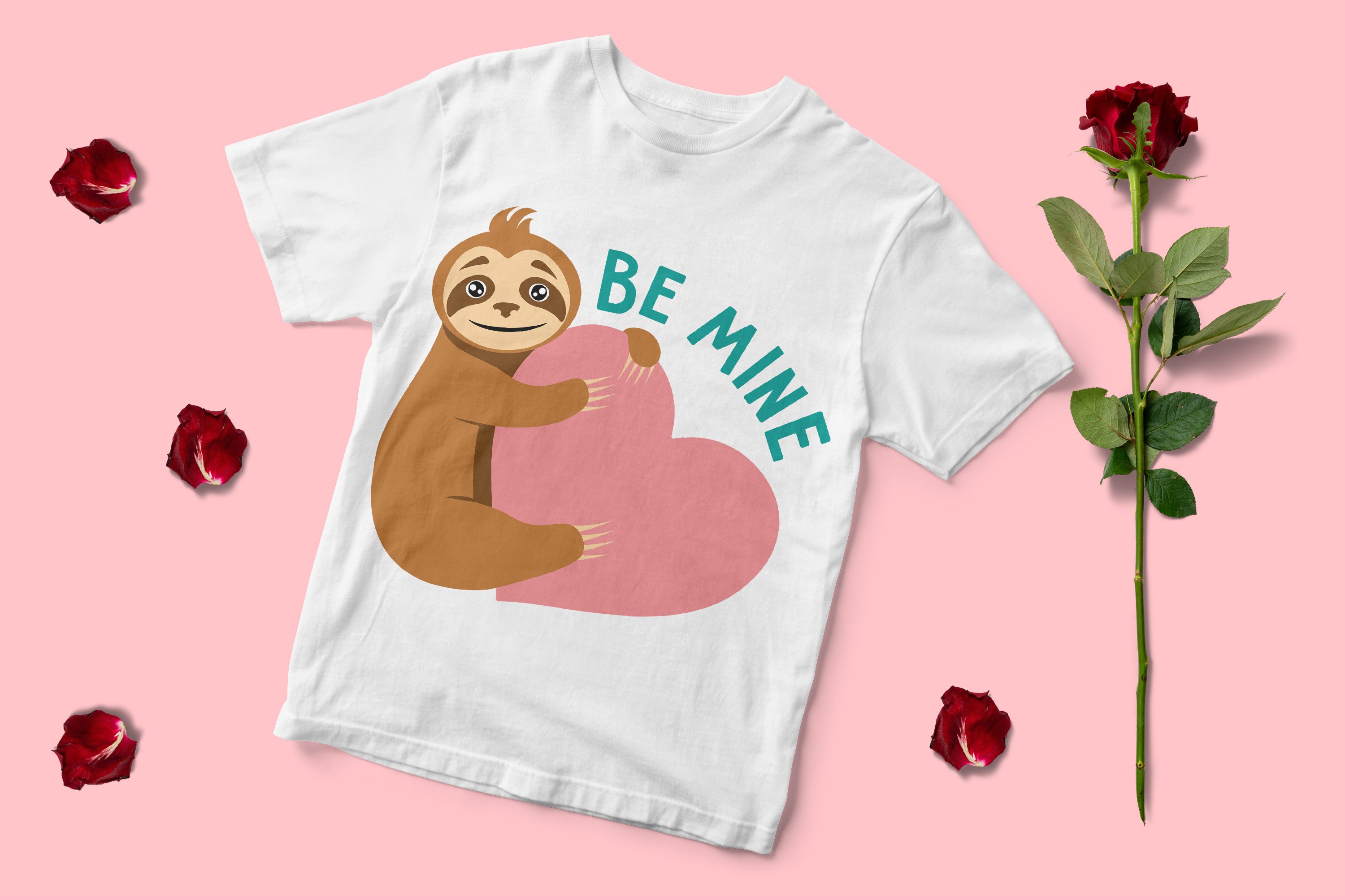 Valentines Day Bundle SVG cut file. sloth love illustration 3