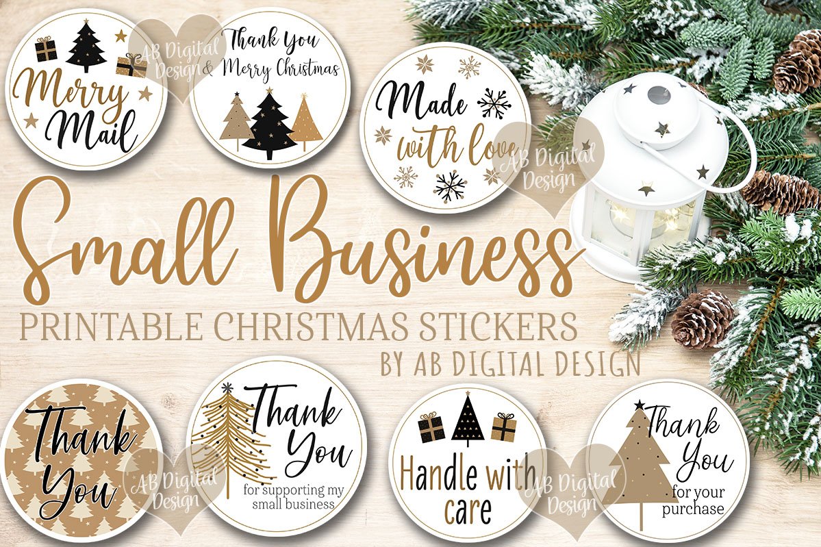 Small Business Christmas Thank You Stickers for Packaging