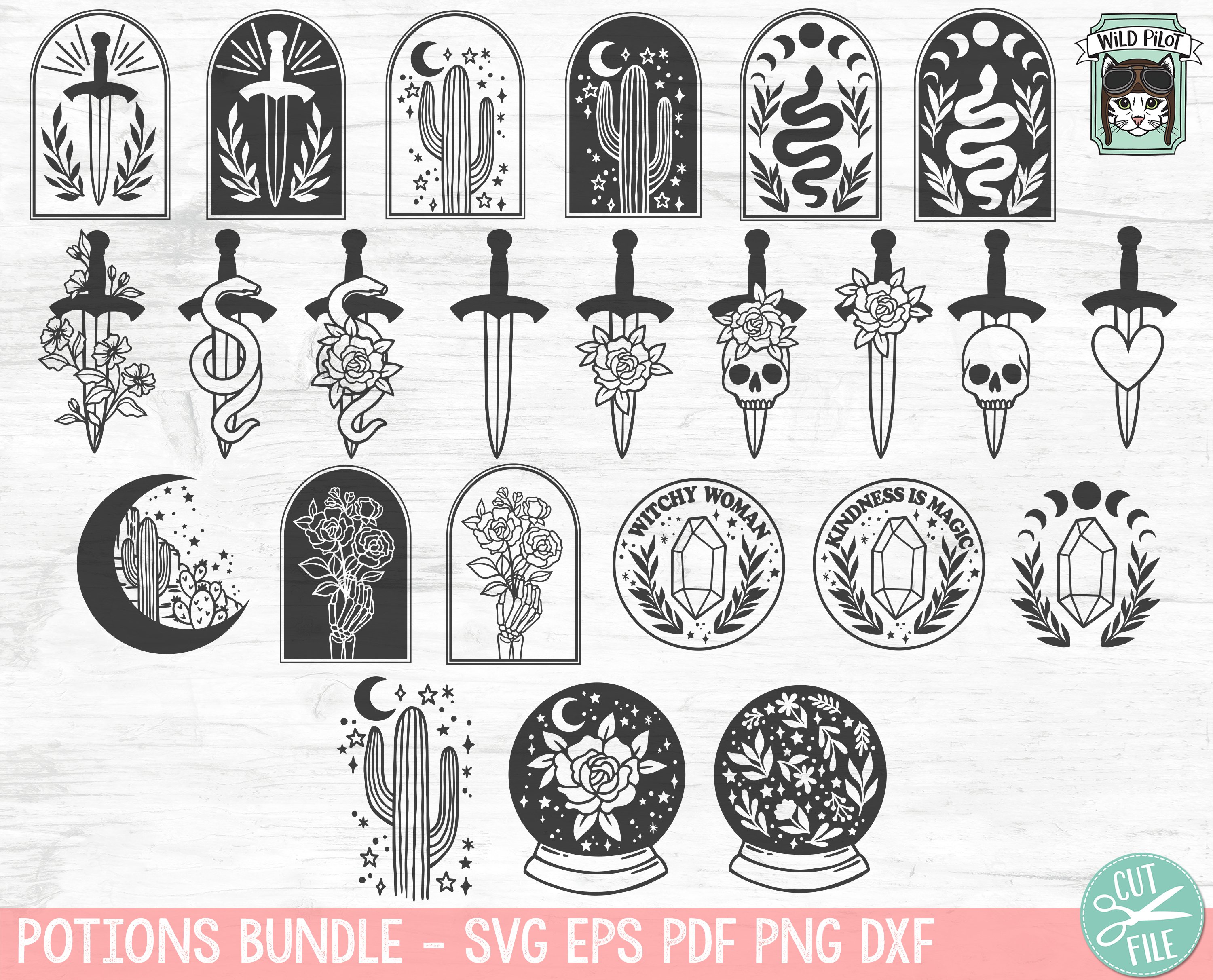Mystical SVG Bundle, Beetle SVG, Moth SVG, Floral Snake SVG 3