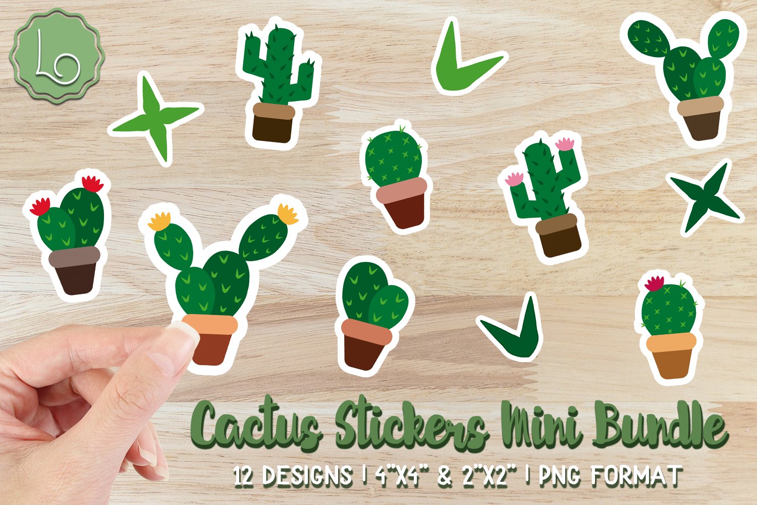 Cactus Stickers Mini Bundle - 12 Printable Stickers