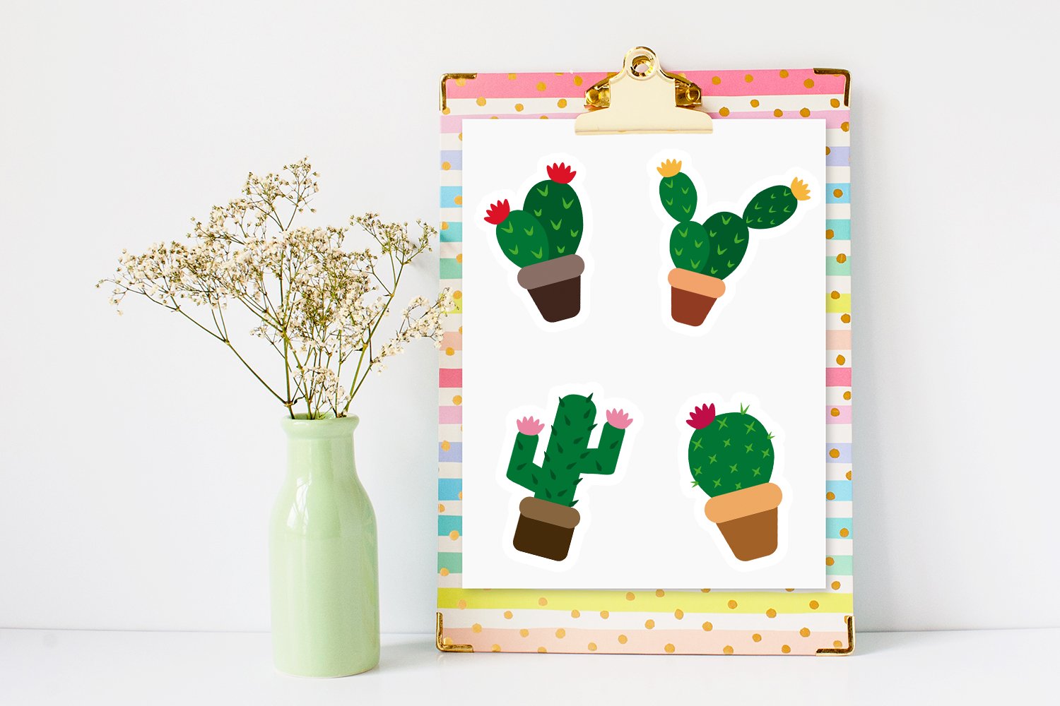 Cactus Stickers Mini Bundle - 12 Printable Stickers 2