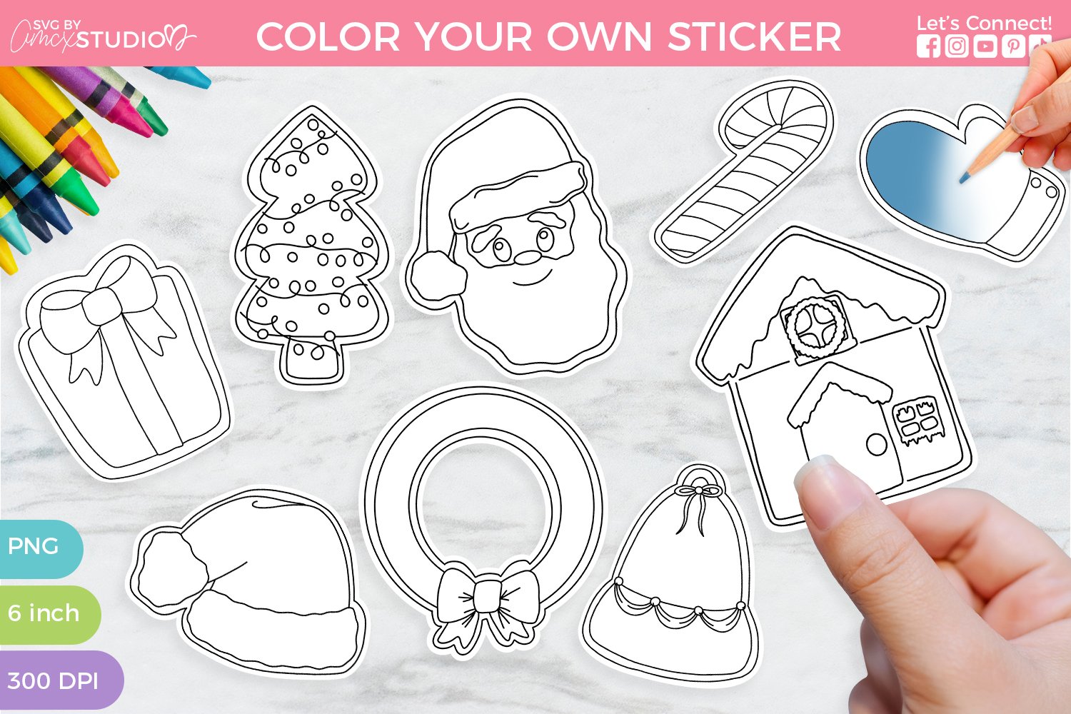 Color Your Own Christmas Stickers | Christmas Sticker Bundle