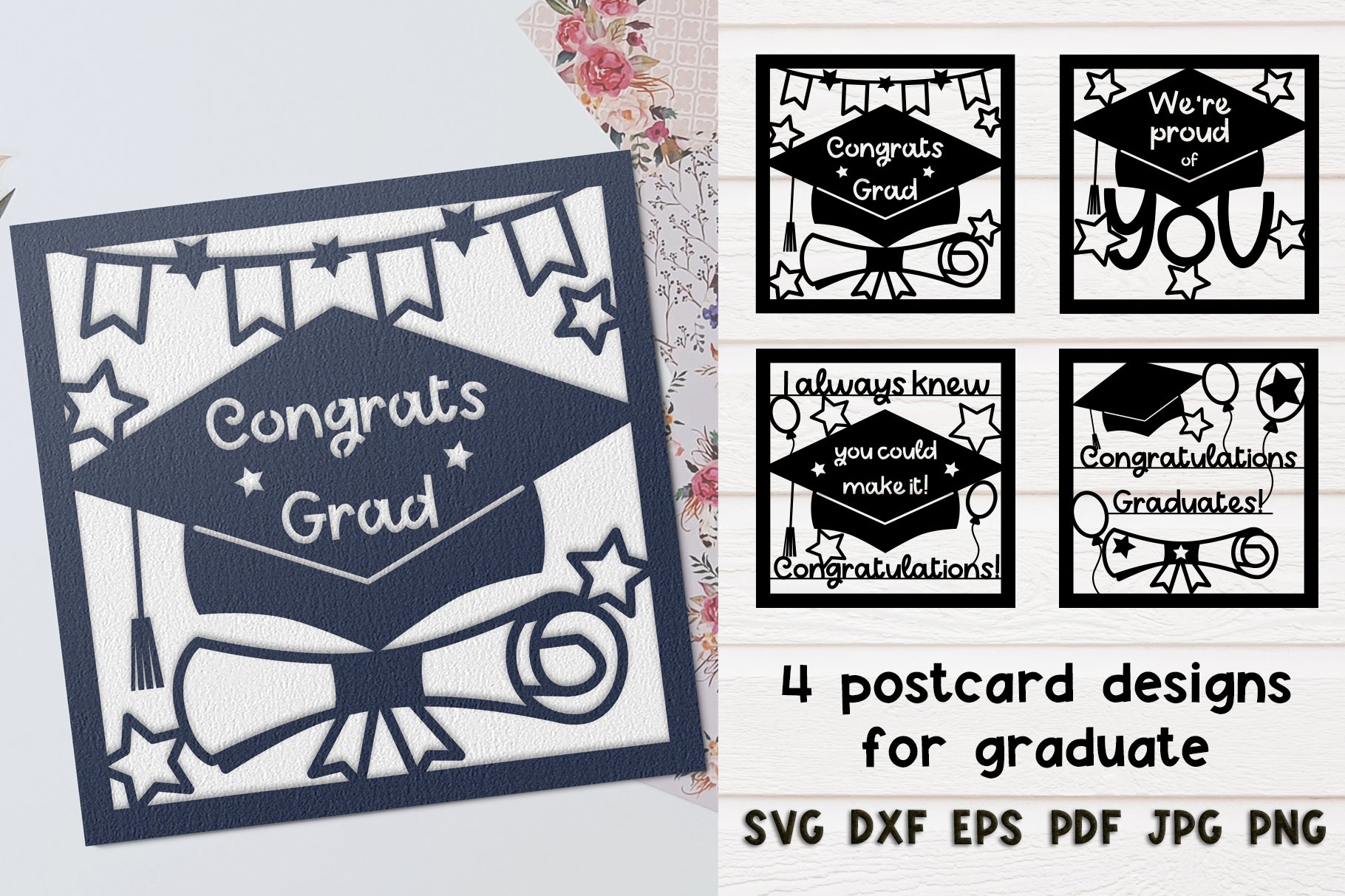 SVG Set Graduation cards for laser cut, Cricut, Silhouette.