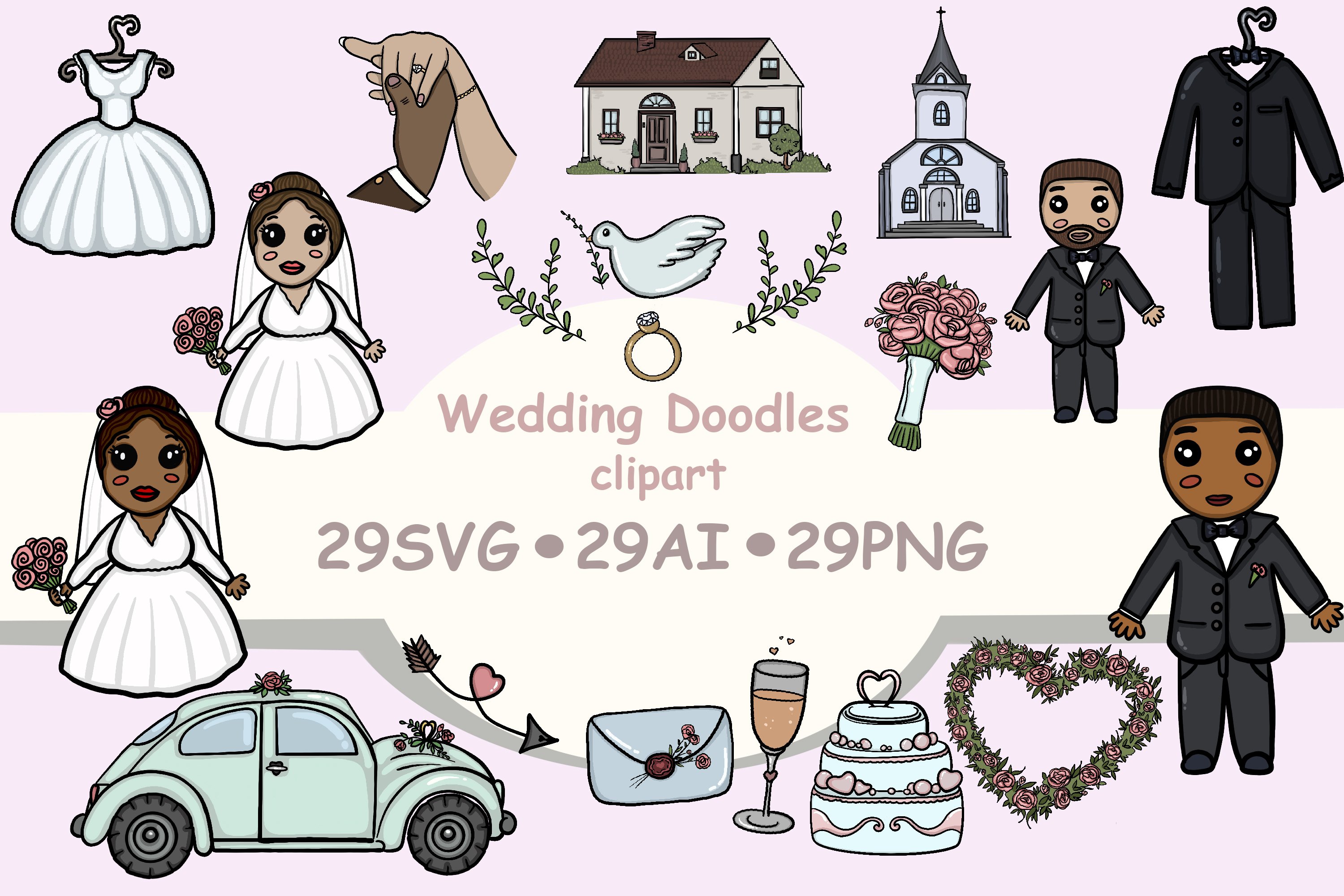 Wedding pretty doodles svg. Wedding map creator clipart.
