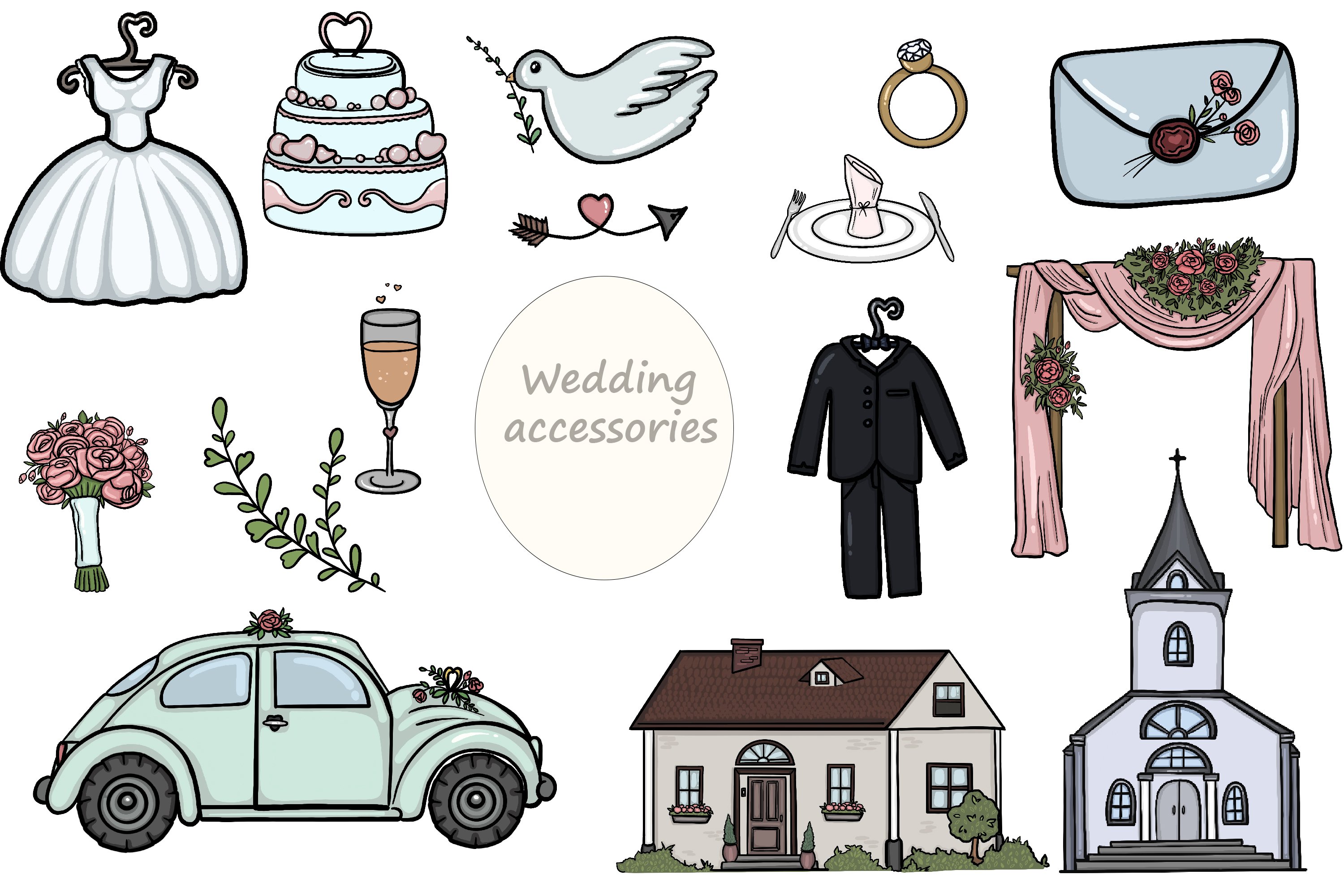 Wedding pretty doodles svg. Wedding map creator clipart. 2