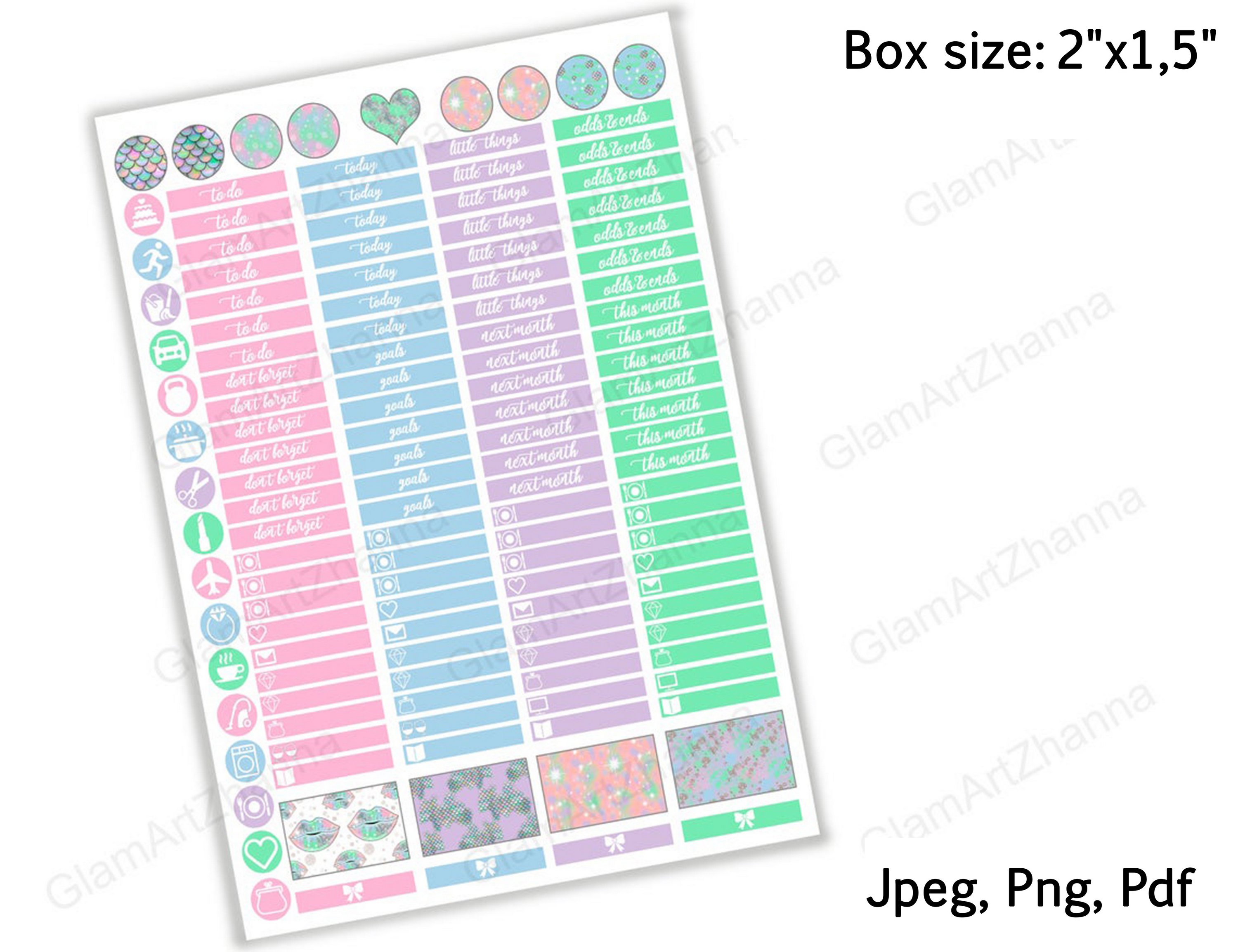 Mermaid Wishes Printable Stickers Box Size 2"x1,5" 3