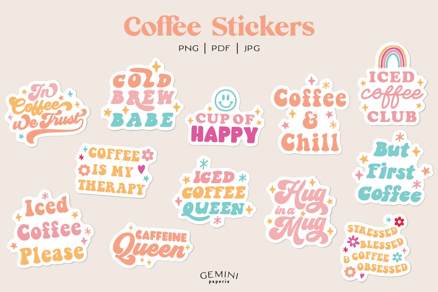 Coffee Stickers | Coffee Quotes | Printable Stickers