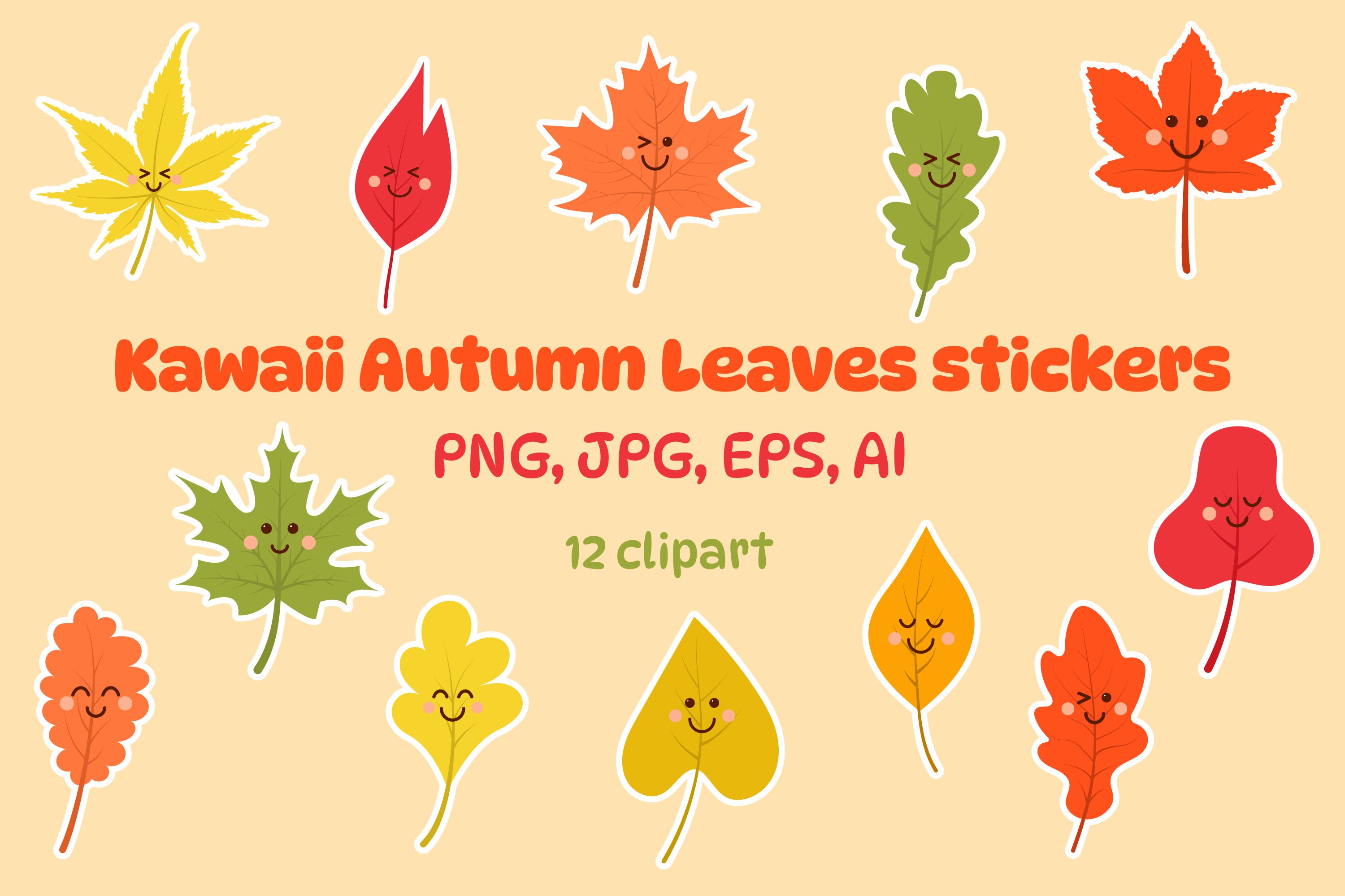 Kawaii Autumn Leaves stickers