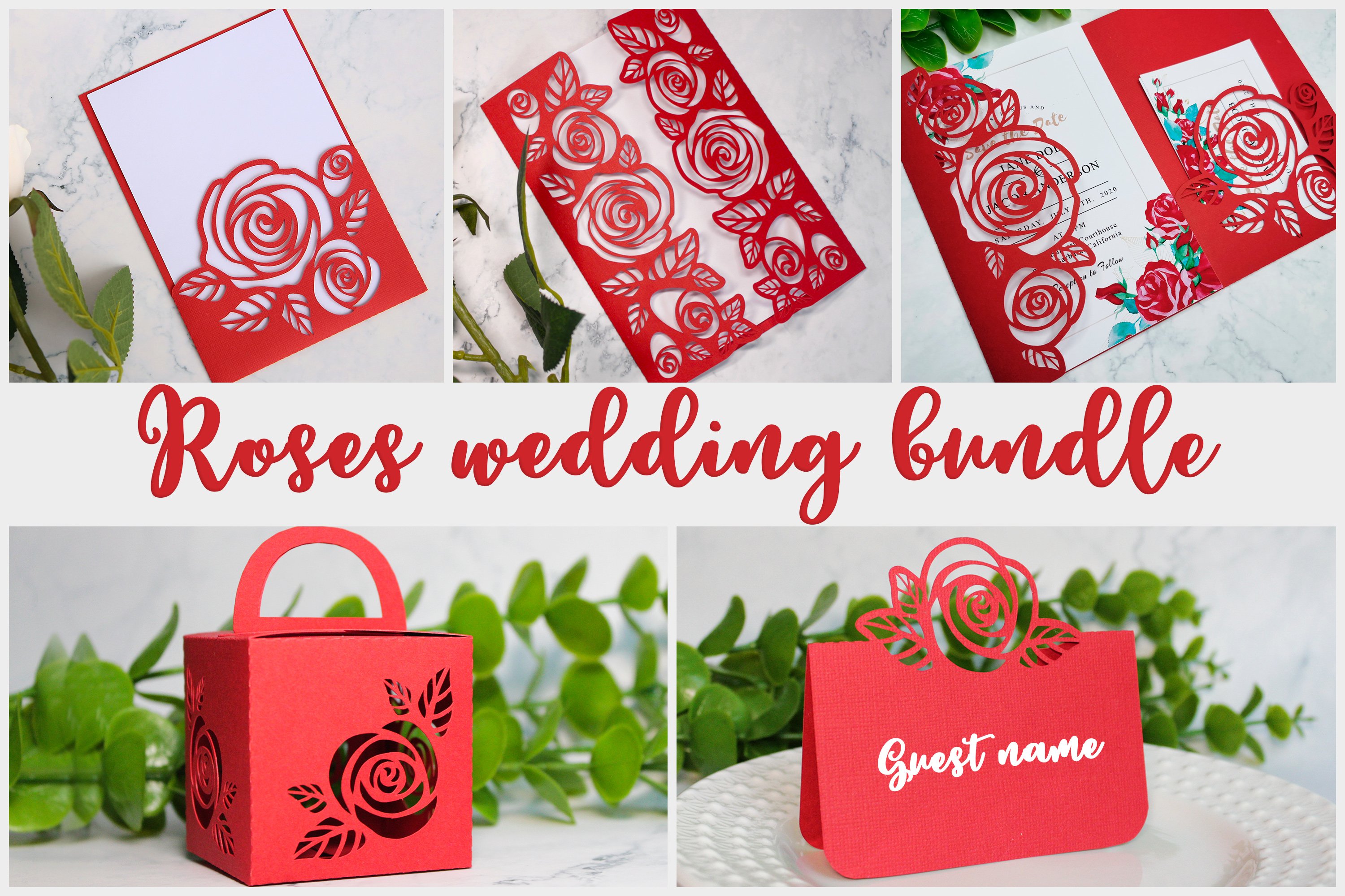 Roses wedding svg bundle| Wedding invitation svg