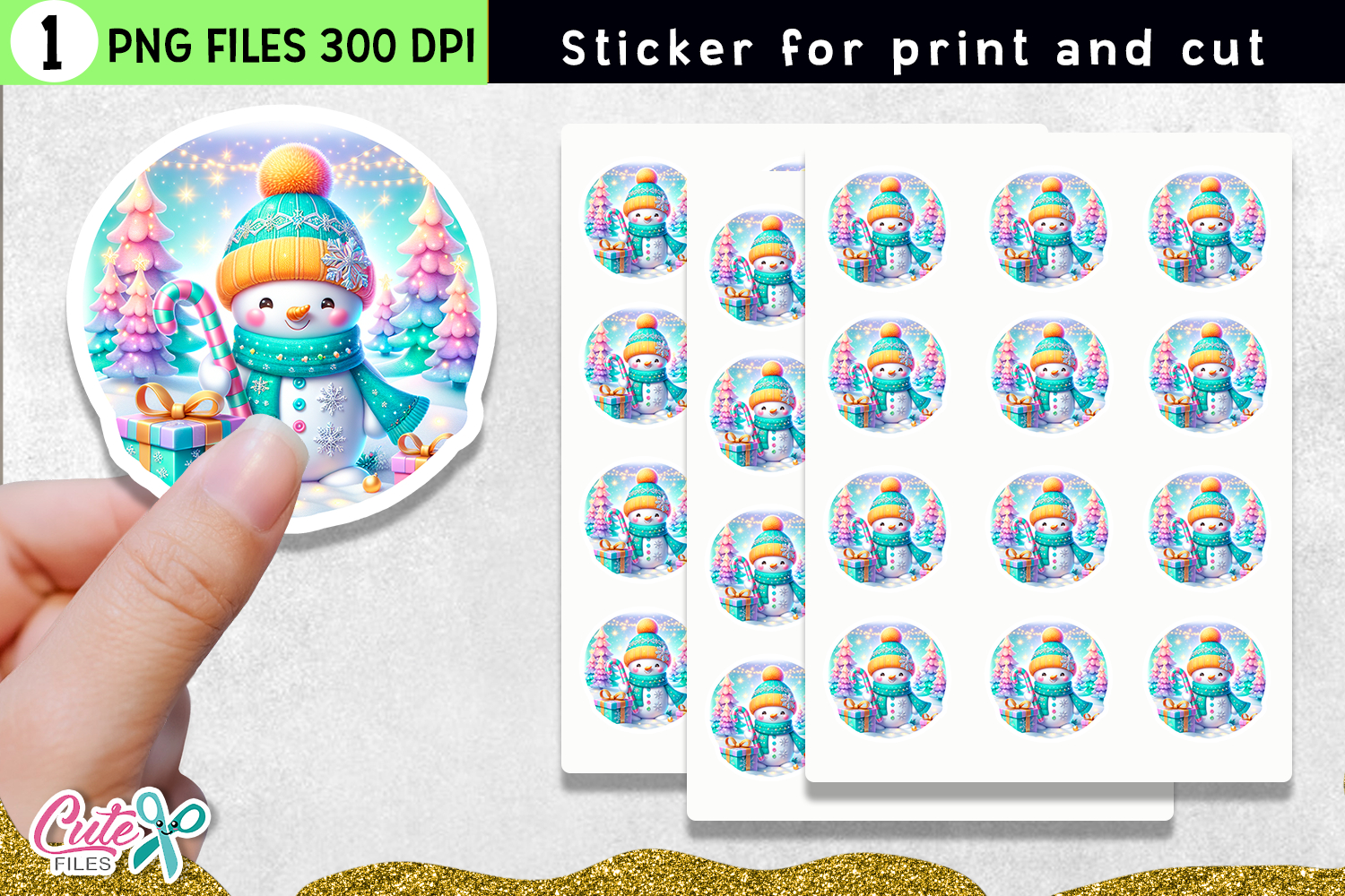 5 Cute Christmas Stickers | Holiday PNG Sublimation 3