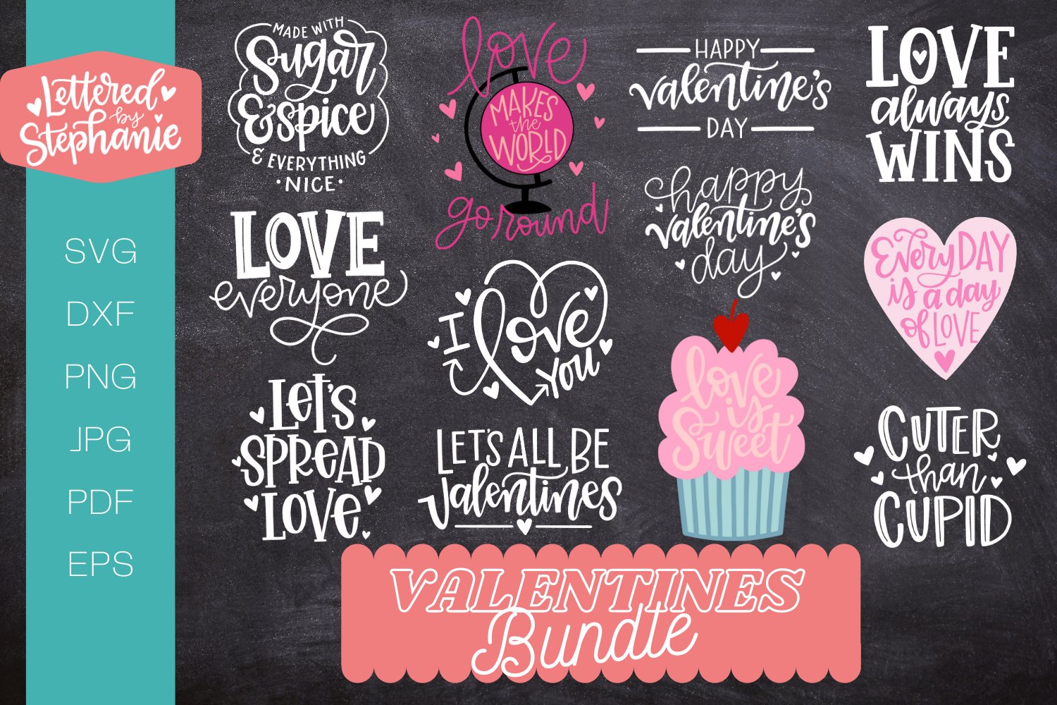 Valentines Bundle, Valentine Day SVG DXF handlettered