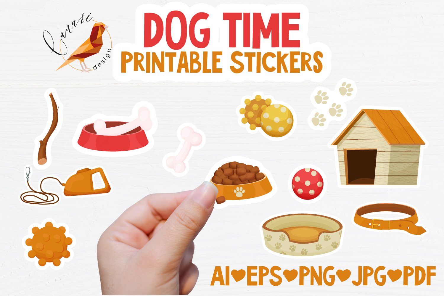 DOG TIME Printable stickers PDF PNG