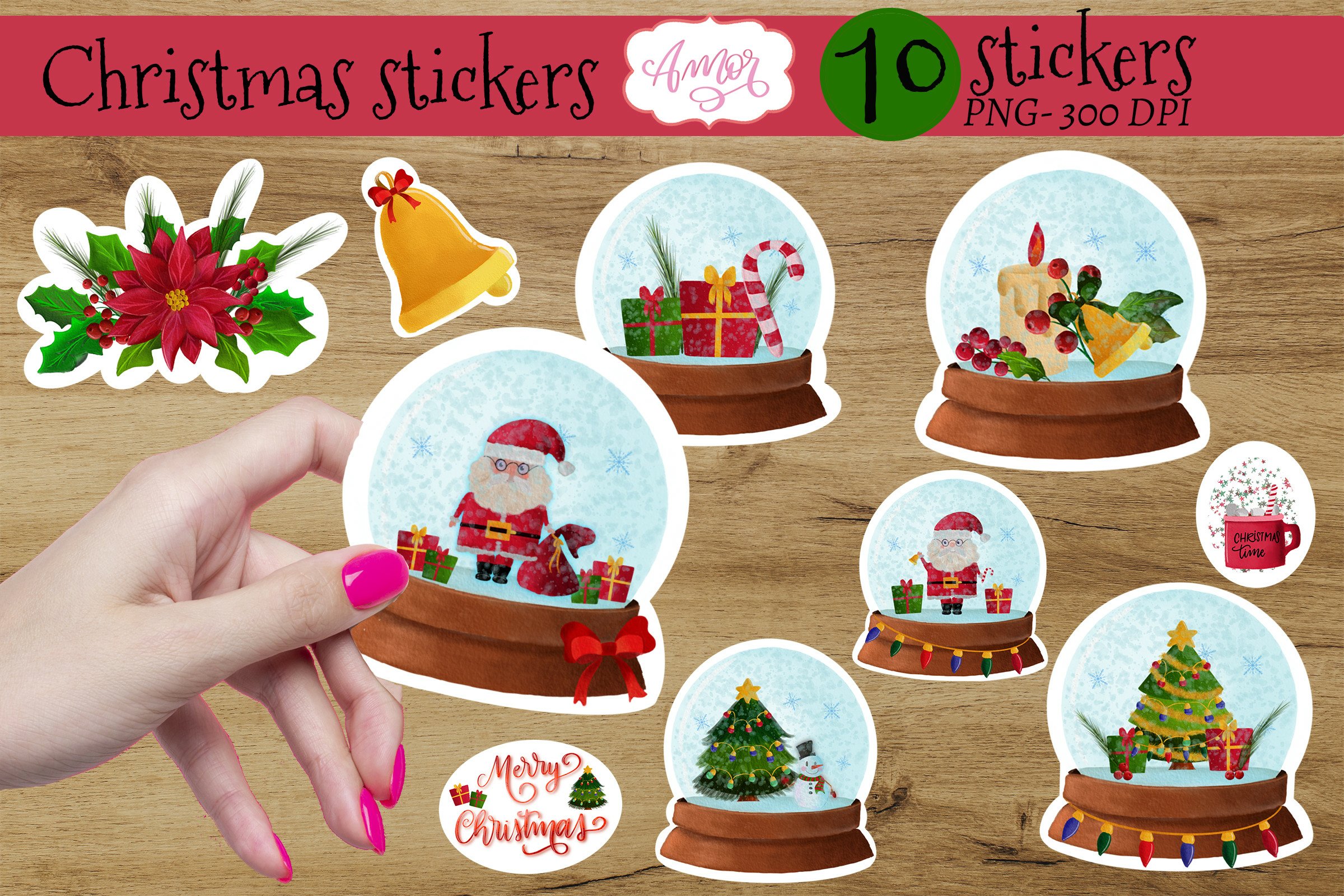 Christmas printable stickers for print then cut on Cricut