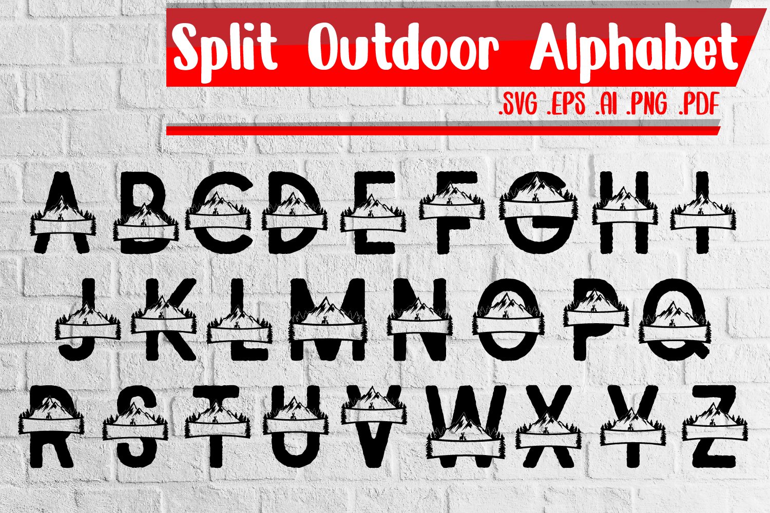 BIG BUNDLE | Split Alphabet Monogram A-Z Svg Eps Ai Png Pdf 2