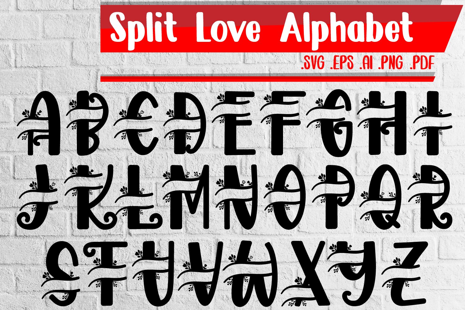 BIG BUNDLE | Split Alphabet Monogram A-Z Svg Eps Ai Png Pdf 3