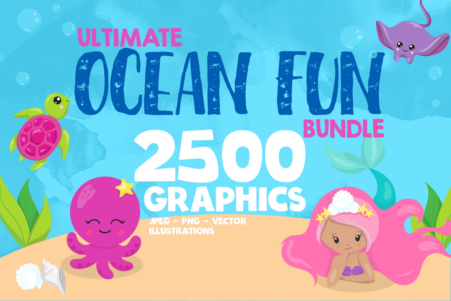 summer illustrations bundle - vacation Sublimation designs