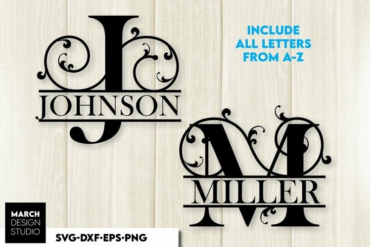 Floral Monogram SVG | Split Monogram SVG | Split Letter SVG