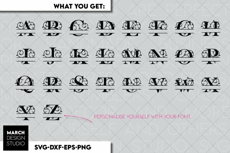 Floral Monogram SVG | Split Monogram SVG | Split Letter SVG 2