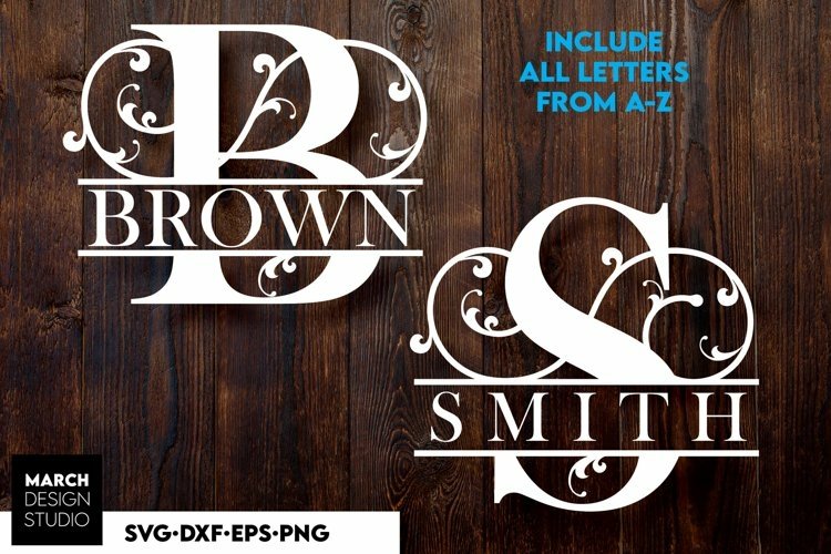Floral Monogram SVG | Split Monogram SVG | Split Letter SVG 3