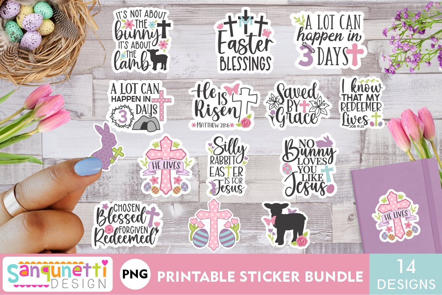 Religious Easter Stickers | Faith Printable Easter bundle
