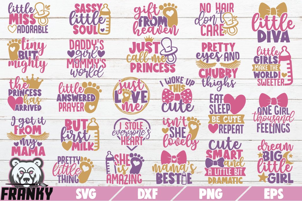 Baby girl SVG Bundle | 25 Designs | Printable cut files