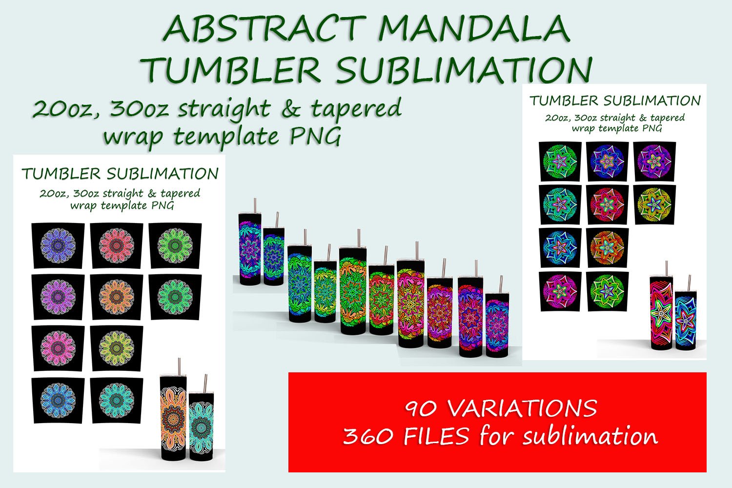 MEGA bundle! Abstract Mandala Tumbler Sublimation