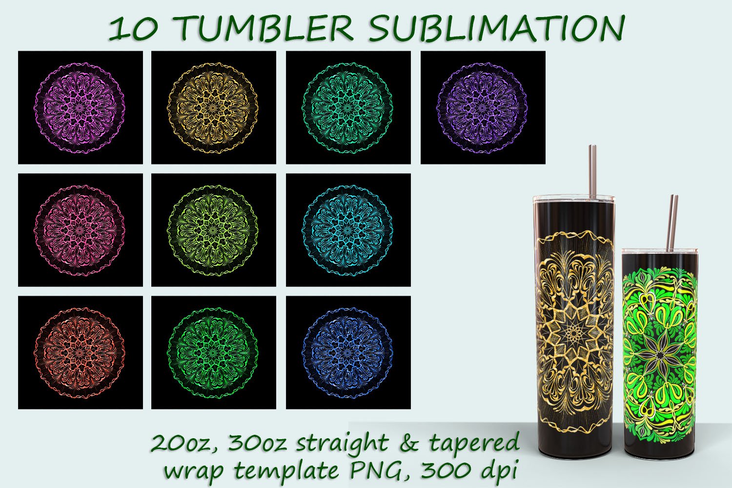 MEGA bundle! Abstract Mandala Tumbler Sublimation 2