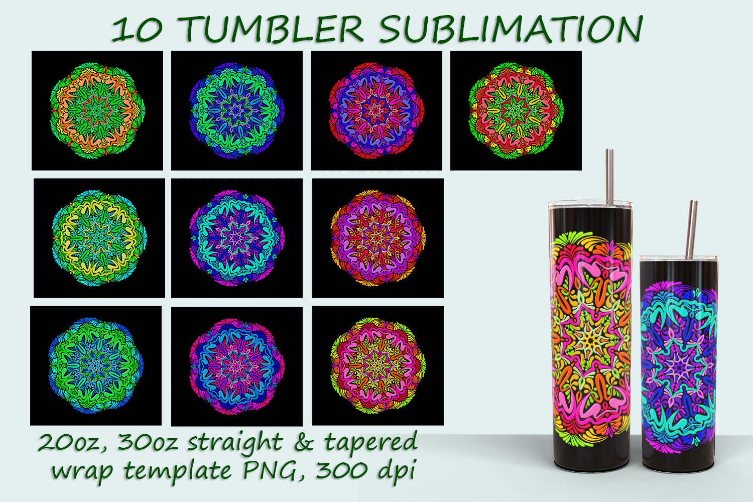 MEGA bundle! Abstract Mandala Tumbler Sublimation 3