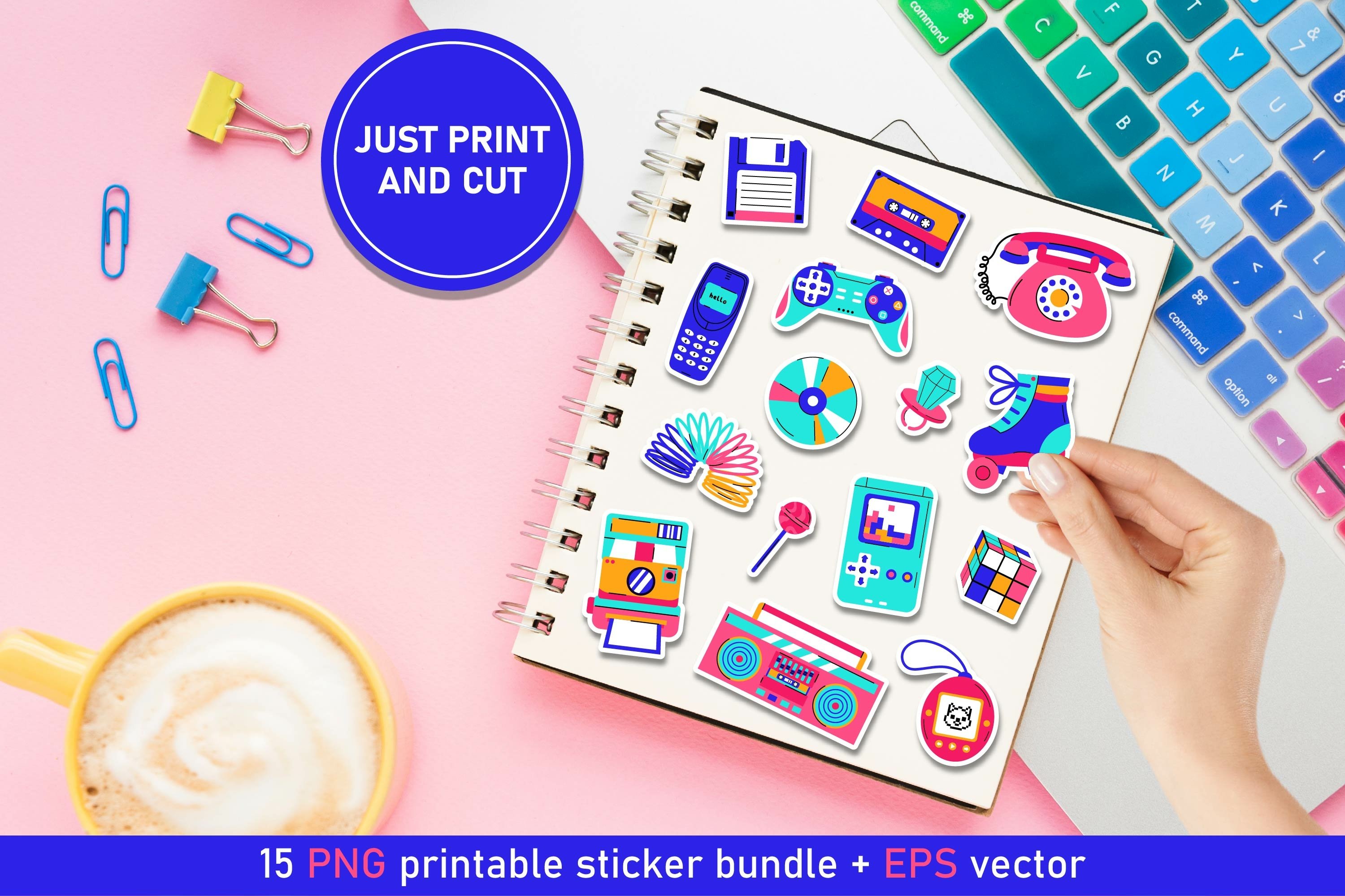 90s elements sticker bundle|15 png stickers design