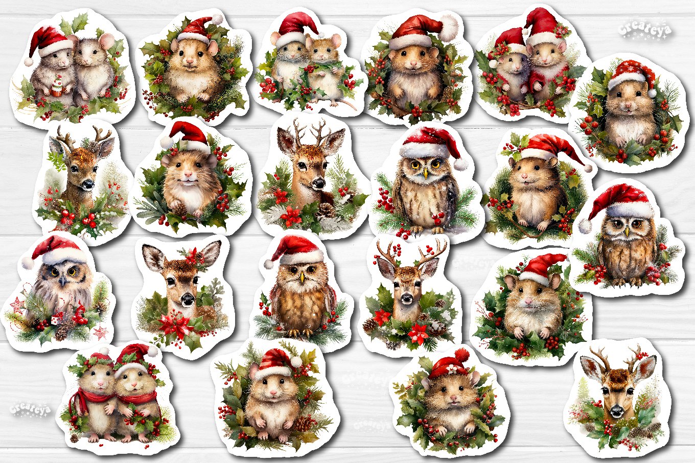 Christmas Stickers png Bundle Animal Stickers Printable 2