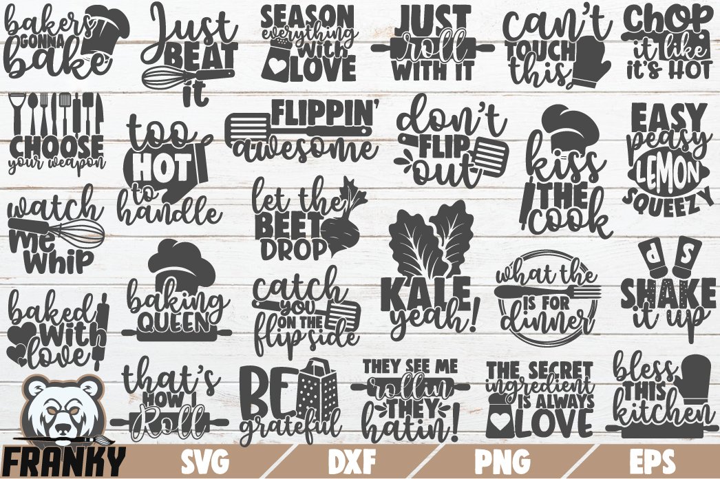 Kitchen SVG Bundle | 25 Designs | Cut files |SVG DXF PNG EPS