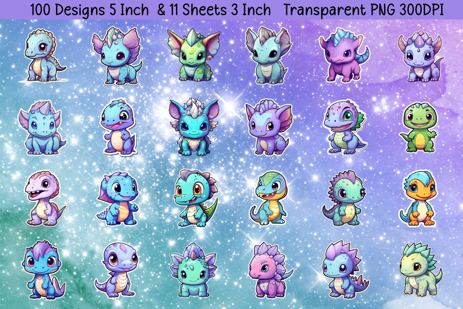 Cute Dinosaurs Stickers PNG | Stickers Designs Bundle 3