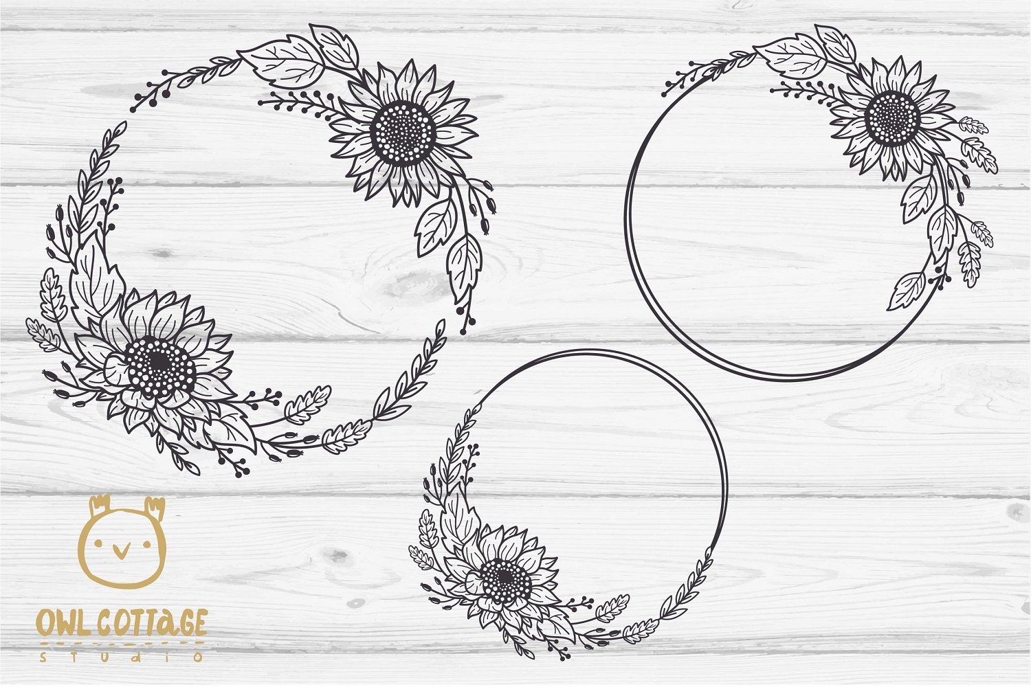 SUNFLOWERS BIG BUNDLE SVG, Floral borders and monograms 2