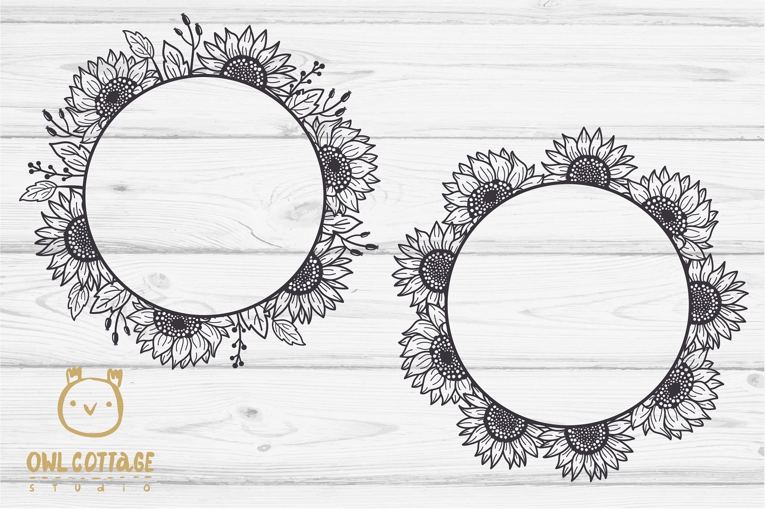 SUNFLOWERS BIG BUNDLE SVG, Floral borders and monograms 3