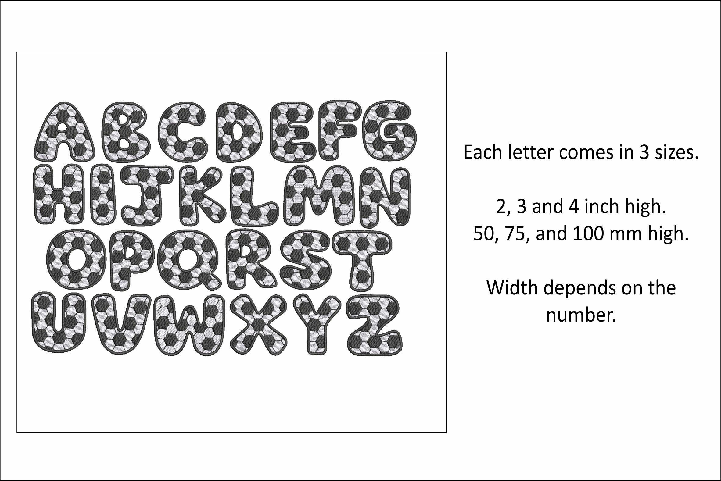 Football print alphabet embroidery, soccer letters embroider 2