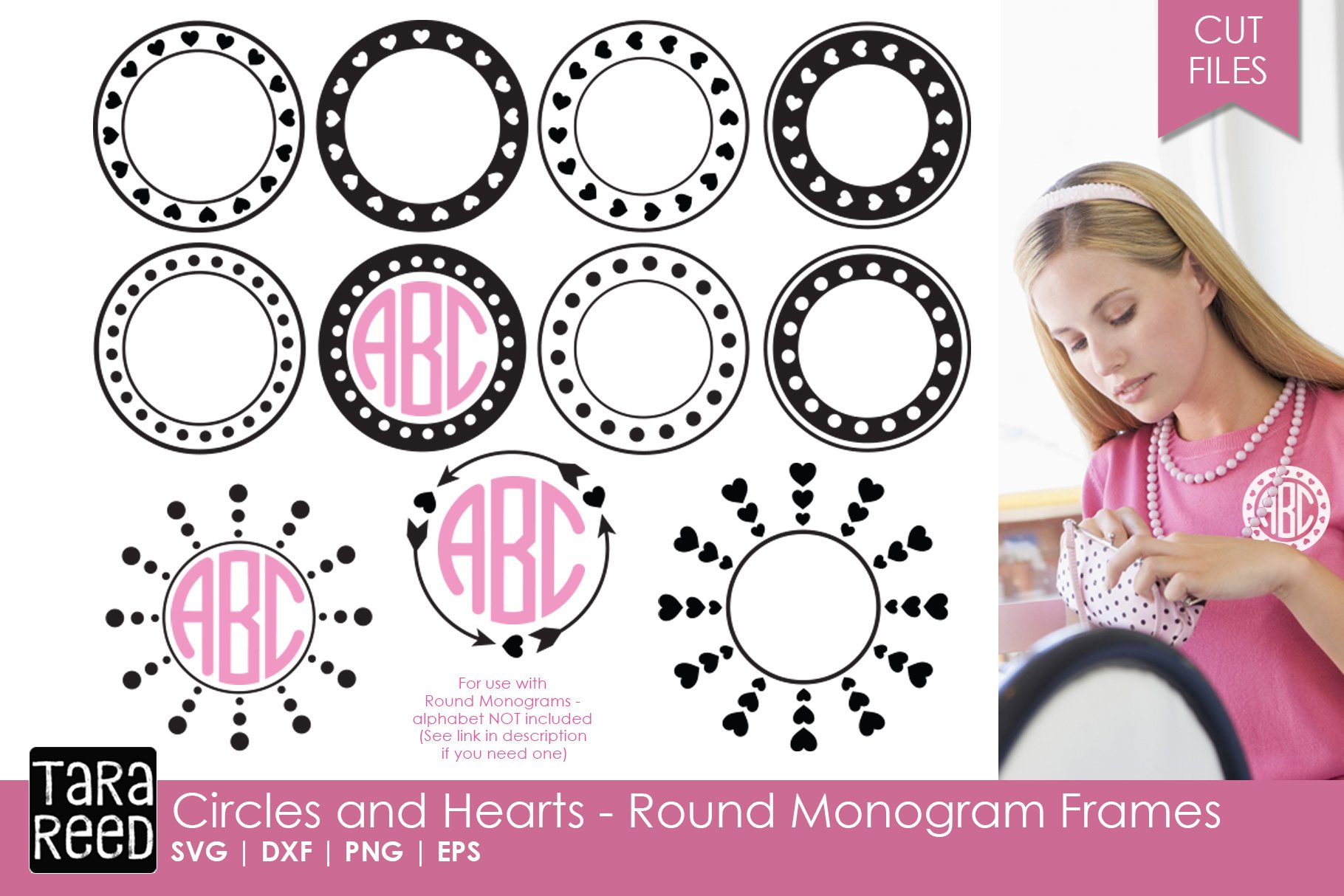Circles and Hearts - Round Monogram Frames Bundle