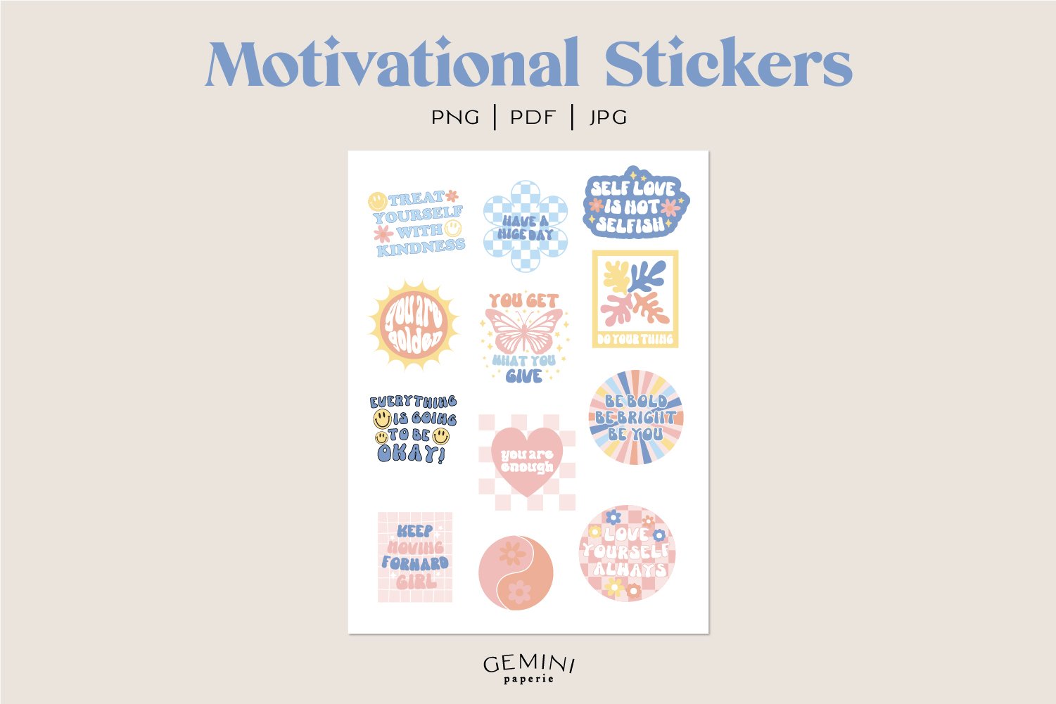 Motivational Stickers | Printable Stickers | Retro Stickers 2