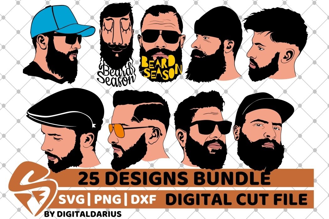 25x Man with Beard Bundle svg, Black History Month svg, Afro 2